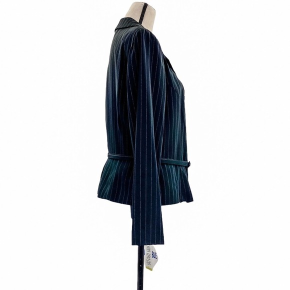 JULIAN Taylor Black White Pinstripe Jacket Size 14 - Picture 5 of 15